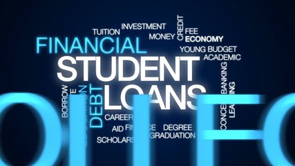 Sticker - Student loans animated word cloud, text design animation.