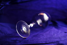 Wine Glass On A Violet Background, Soft Focus