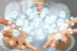 © sdecoret - Businesswoman using social network interface 3D rendering