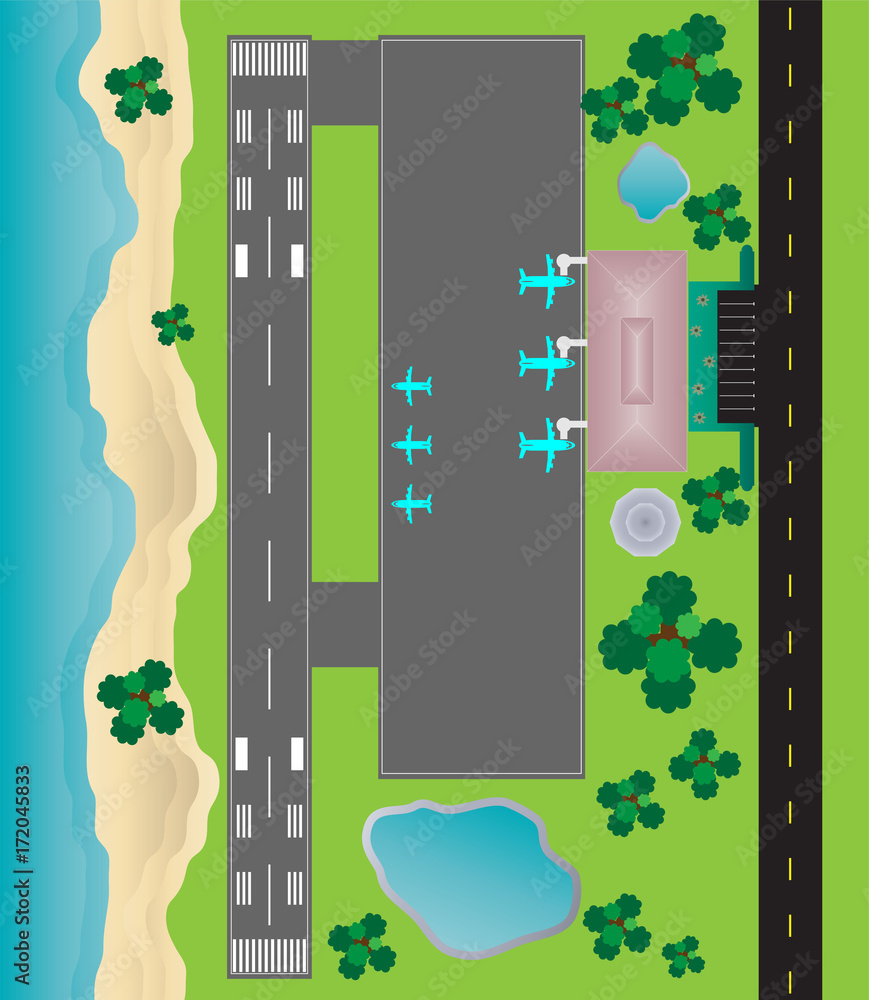 Airport Layout top View , runway parking taxiway and Building Detail ...