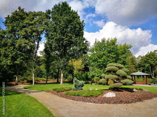 Sonnenschein Mit Blauem Himmel Und Wolken Im Chinesischen Garten