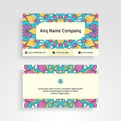 Business Card. Vintage decorative elements. Ornamental floral business cards or invitation with mandala