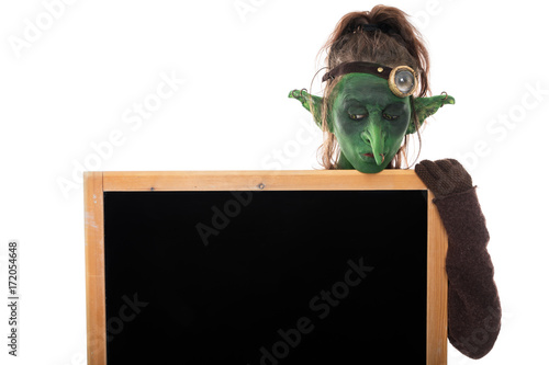 Kleiner Gruner Goblin Halt Eine Grosse Tafel Mit Textfreiraum Buy