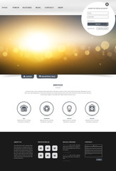 Canvas Print - One Page Website Template, Simple and Clean Design with Blurred Header Design. Vector Illustration.
