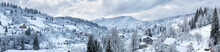 Panorama Of The Village In The Winter Mountains