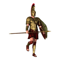 Wall Mural - 3D Rendering Spartan Warrior on White