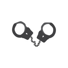 Metal Handcuffs For Detaining Criminals. Outfit Of A Policeman