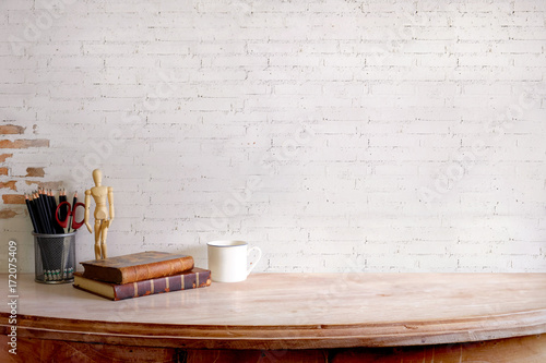 Work Space Mock Up Desk Work Or Tabletop With Vintage Books And