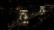 Night Shot Of Chain Bridge In Budabest
