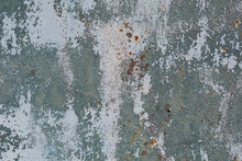 Rusty Metal Surface With Blue Paint Flaking And Cracking Texture