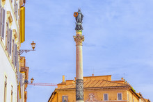 Column Of The Immaculate Conception (Colonna Dell'Immacolata) Near Spanish Steps (Scalinata Di Trinita Dei Monti), (Piazza Della Trinita Dei Monti).