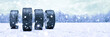 canvas print picture - Winterreifen im Schnee im Winter als Panorama