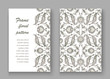 © cosveta - Arabesque vintage decor ornate pattern for design template vector. Eastern motif. Floral Border with place for text. Silver white grey flowers for save the date and greeting card, wedding invitation