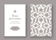 © cosveta - Arabesque vintage decor ornate pattern for design template vector. Eastern motif. Floral Border with place for text. Silver white grey flowers for save the date and greeting card, wedding invitation