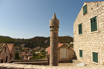 Wall Mural -  Cylindrical chimneys Fumar (fumari) on Lastovo island, Croatia