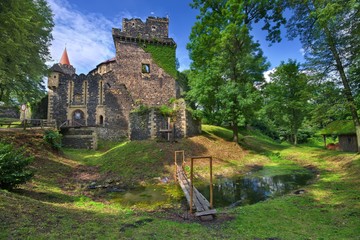 Poster - Entrance portal to Gothic-Renaissance style Grodziec castle in Lower Silesia, Poland