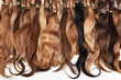 Hair extension equipment of natural hair. hair samples of different colors