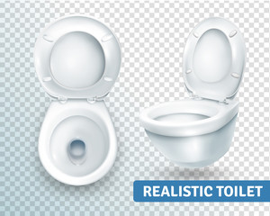 Canvas Print - Toilet Bowl Realistic Set