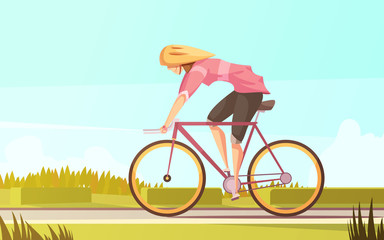 Wall Mural - Bicycle Rider Woman Composition