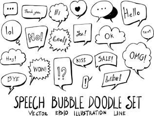 Wall Mural - Set of speech bubble doodle illustration Hand drawn Sketch line vector eps10