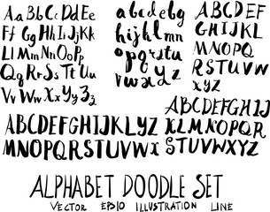 Wall Mural - Set of alphabet font doodle illustration Hand drawn Sketch line vector eps10
