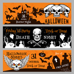 Canvas Print - Halloween party vector banners for Friday 13 night