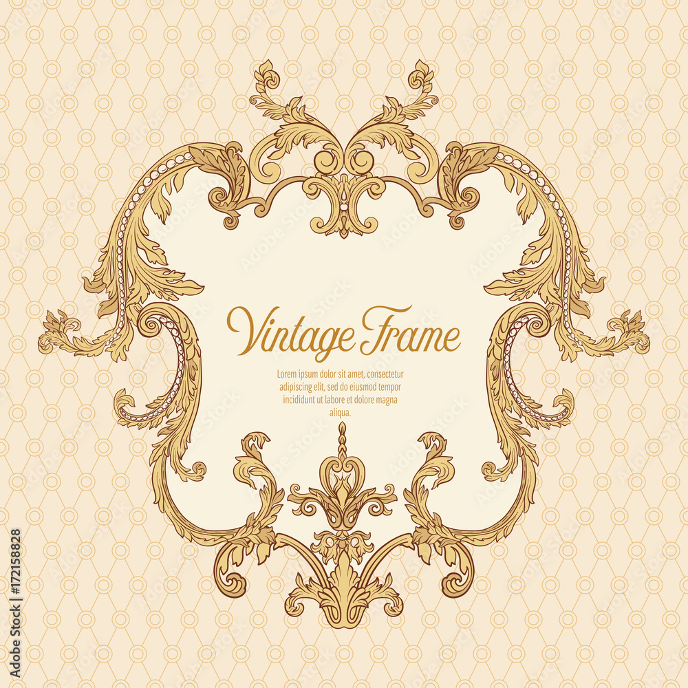 Marco Rococo Rosa Vintage richly decorated frame in rococo style for menus, ads, a Stock ...
