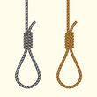 Rope hanging loop. Noose with hangmans knot. Suicide Death penalty