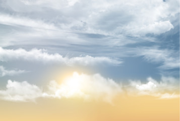 Fototapete - Sunset sky background with transparent clouds. Vector illustration