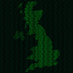 Naklejka na meble Silhouette of Great Britain from binary digits