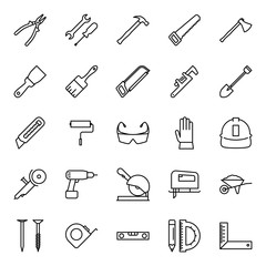 Construction tools icons set Stroke Editable