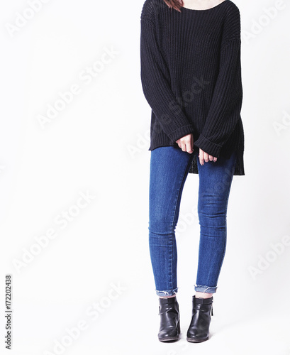 black jeans black jumper