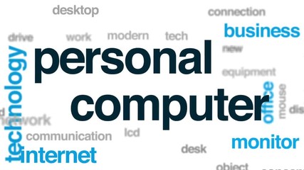 Wall Mural - personal computer animated word cloud, text design animation.