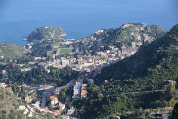 Sticker - Aussicht von Castelmola auf Taormina