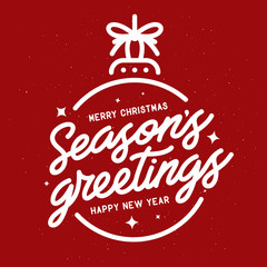 Season greetings typography composition. Vector vintage illustration.