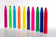 rows of colorful marker on white background