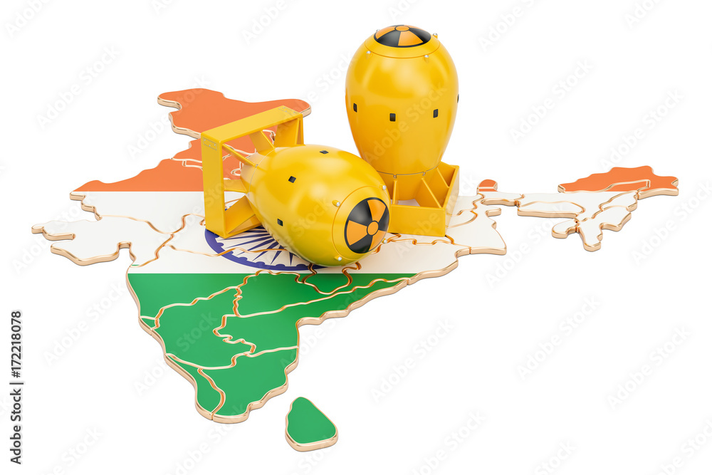Indian map with nuclear weapon concept, 3D rendering Stock Illustration ...