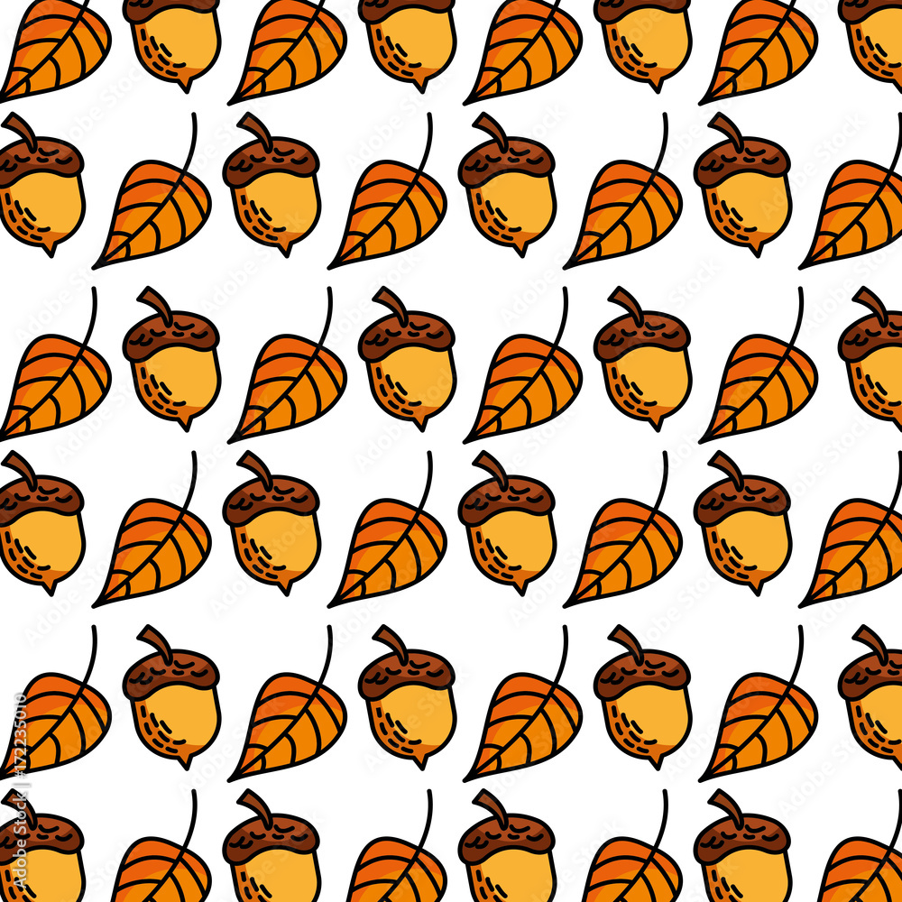 autumn seamless pattern with leaves branches and berries natural vector ...
