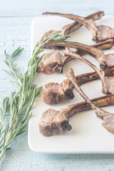 Canvas Print - Grilled lamb rib chops on the plate