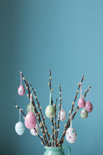 Easter Eggs Hanging From Pussy Willow Branches