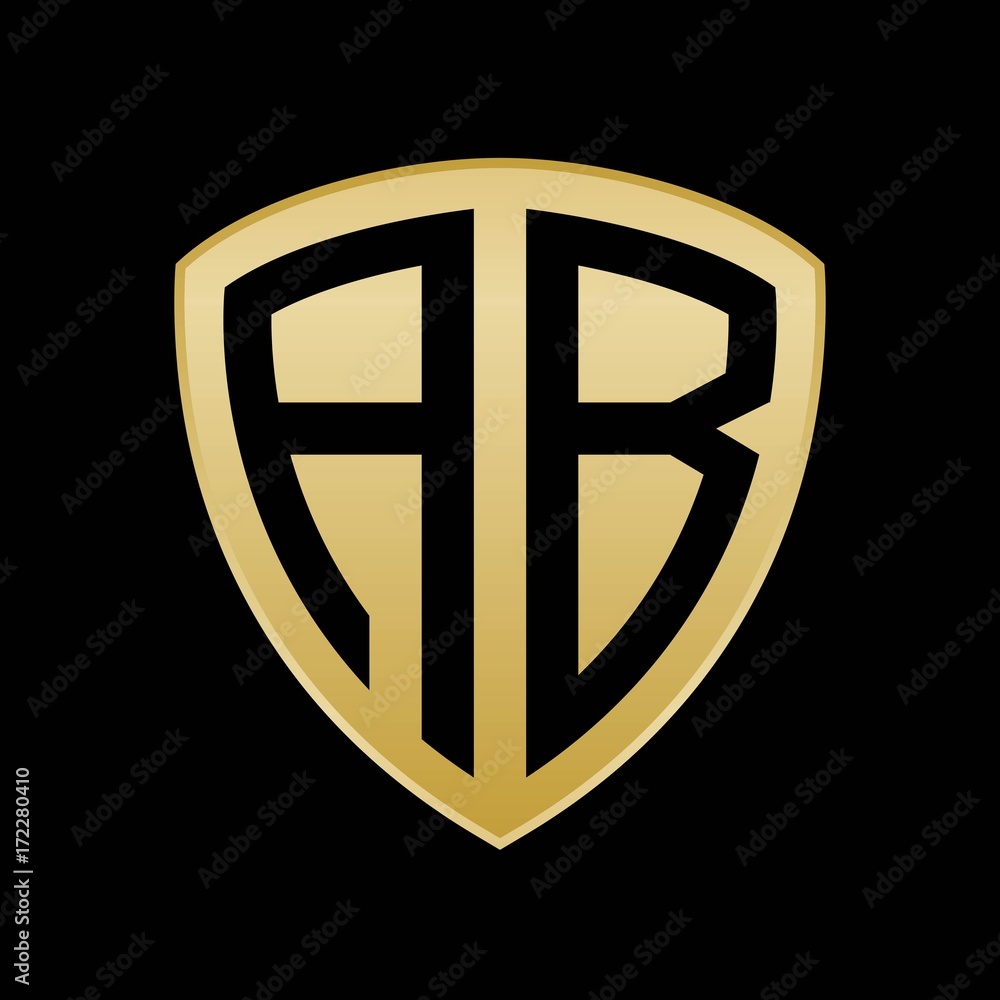 Initial letters logo ab gold monogram shield shape vector Stock Vector ...