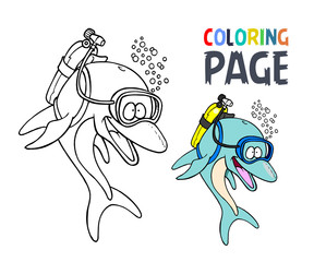 Wall Mural - dolphin cartoon coloring page