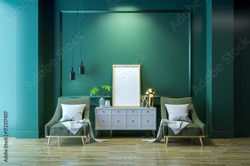 Luxury Modern Living Interior Green Room White Lounge Chair