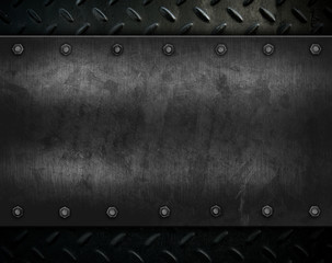 Poster - grunge metal with diamond plate background