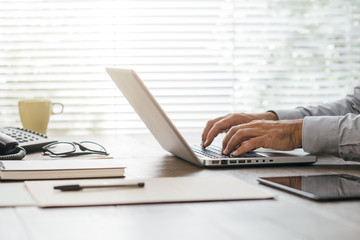 Wall Mural - Corporate businessman working with a laptop