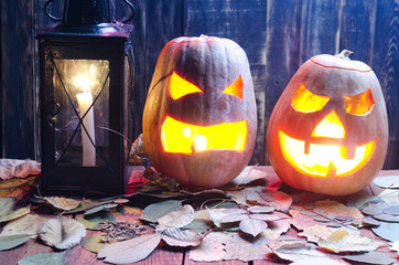 pumpkin for halloween on a wooden background