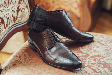 Poster - Classy man's brown leather shoes