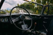 Classic Car Steering Wheel And Dashboard