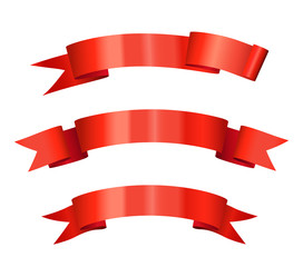 Wall Mural - set of red vector shiny ribbon banners for your text isolated on white background