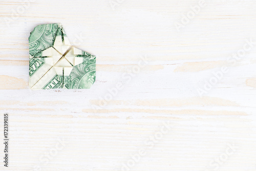 Origami Heart Of Banknote Origami Made Of A Dollar Bill On
